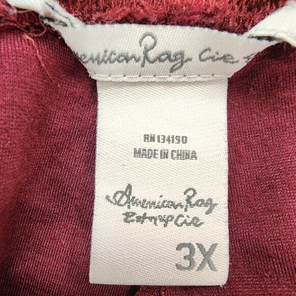 American Rag Pants Womens 3X Red Burgundy Pull On Zip Hem Leggings Chic Preppy - Picture 3 of 10